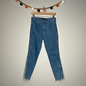 J Brand Blue Star Braid raw hem jeans